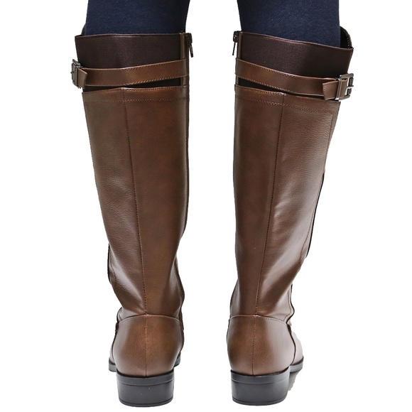 New Brown Buckle Knee High Riding Boots - Picture 3 of 5